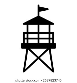 A simple silhouette of a lifeguard tower stands tall, often used to illustrate beach safety or seaside themes.