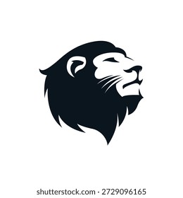 Silueta simple de la cabeza del león mira hacia arriba el Vector del logotipo