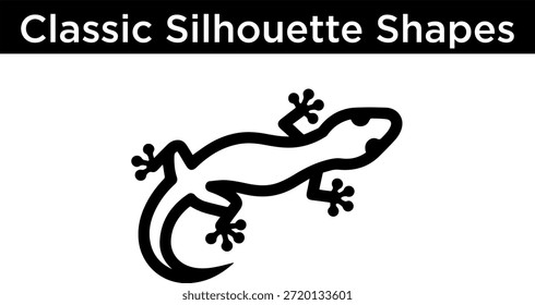 Einfache Silhouette einer Eidechse einzeln auf weißem Hintergrund