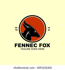 A simple silhouette logo of a fennec fox against a sunset background is perfect for your brand identity