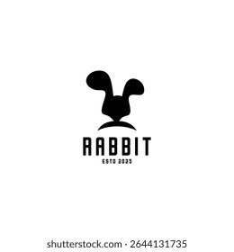 simple silhouette logo of a rabbit head	