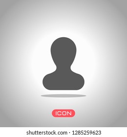 Simple silhouette of man. Icon under spotlight. Gray background