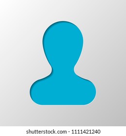 Simple silhouette of man. Paper design. Cutted symbol with shadow