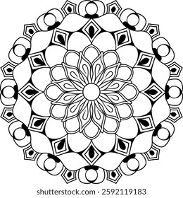 A Simple silhouette Mandala design vector white Background