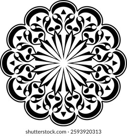 A Simple silhouette Mandala design vector white Background