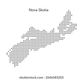 Simple silhouette map of Nova Scotia, stylised with dot pattern.