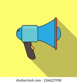 Simple silhouette of a megaphone, a device to enhance the sound, long shadow