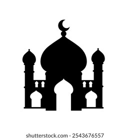  simple silhouette of a mosque with minatets - vector illustration