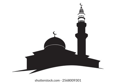 Simple silhouette of a mosque, perfect for religious imagery.