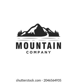 	
Simple Silhouette Mountain, Creek River Mount Peak Hill Landscape logo design
