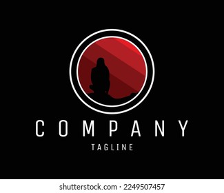 simple silhouette mountaineering logo. guts challenging adventure logo. Best for badges, emblems, icons, sticker designs, t-shirts, adventure industry. vector illustration available eps 10.