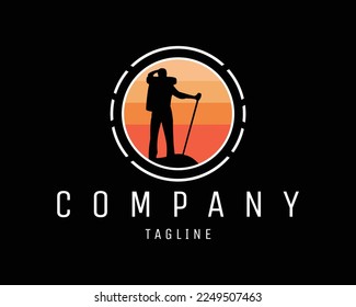 simple silhouette mountaineering logo. guts challenging adventure logo. Best for badges, emblems, icons, sticker designs, t-shirts, adventure industry. vector illustration available eps 10.