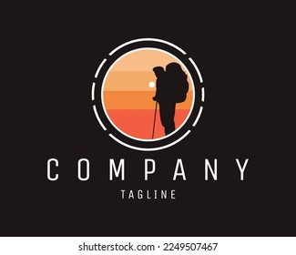simple silhouette mountaineering logo. guts challenging adventure logo. Best for badges, emblems, icons, sticker designs, t-shirts, adventure industry. vector illustration available eps 10.