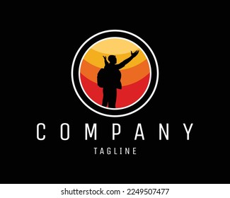 simple silhouette mountaineering logo. guts challenging adventure logo. Best for badges, emblems, icons, sticker designs, t-shirts, adventure industry. vector illustration available eps 10.
