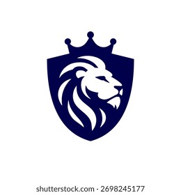 Silueta simple Logotipo del espacio negativo León dentro del escudo con la corona	
