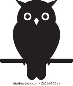 Simple Silhouette of an Owl Perched on a Branch	design.