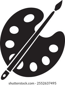 Silueta simple de la Imagen de Vector de la paleta y del cepillo. Pincel de pintura con Vector de icono de paleta en estilo plano sobre un fondo recortado