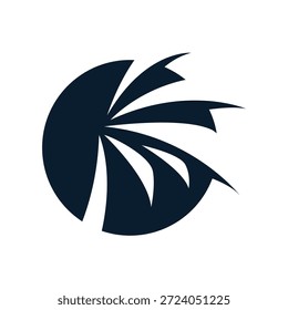 Silueta simple de la palma en el Vector del logotipo del círculo