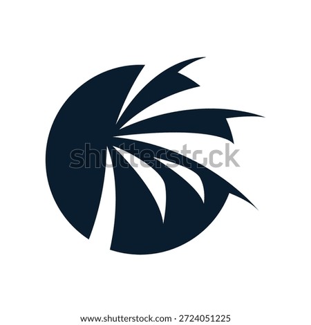 simple silhouette of palm in circle logo vector