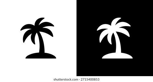 Icono de la palmera de la silueta simple con el fondo del color de dos tonos