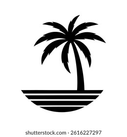 Simple Silhouette of a Palm Tree on a Tropical Island
