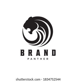 Simple Silhouette Panther Head Line Art Logo Design svg