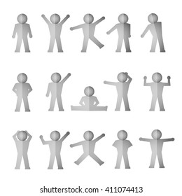 Simple silhouette of people in positions vector set.