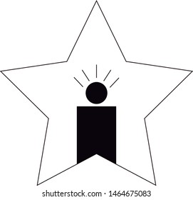 Simple silhouette of a person inside a star; celebrity/star lines design