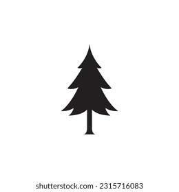 simple silhouette of pine tree to celebrate christmas logo vector