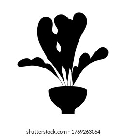 Simple silhouette plants set on white background vector illustration 