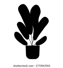 Simple silhouette plants set on white background vector illustration 