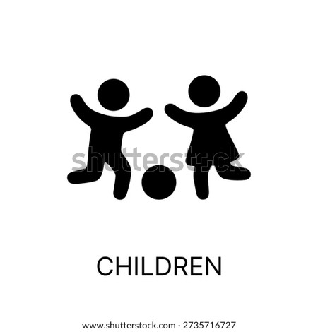 Simple Silhouette Playing Children with Ball Graphic Pictogram Icon