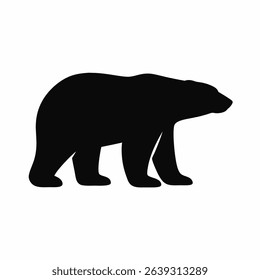 A simple silhouette of a polar bear walking to the right, a classic and minimalist design.