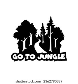 einfache Silhouette einer Straße zwischen dichtem Waldlogo