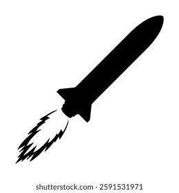 Simple silhouette of a rocket or missile flying vector illustration