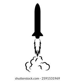 Simple silhouette of a rocket or missile launch vector illustration
