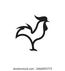 silueta simple de un gallo con un Vector de logotipo de cresta fresca