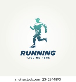 simple silhouette running icon logo template vector illustration design. simple modern running clubs, athletes, marathon runners logo concept