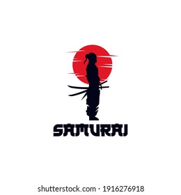 Diseño de logotipo de silhouette samurai simple