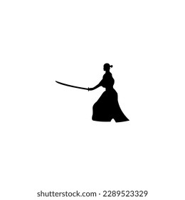 Simple silhouette samurai logo design