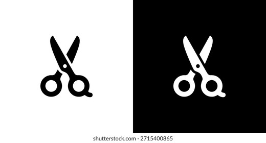 Simple Silhouette Scissors Icon Illustration with Inverted Black and White Colors