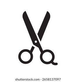 Simple silhouette scissors icon isolated flat style design vector illustration on white background.