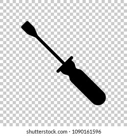 Simple silhouette of screwdriver. On transparent background.