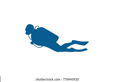 Simple Silhouette of Scuba Diver vector