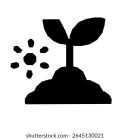 Simple Silhouette Seedling Plant Grow Sunlight Icon Illustration Graphic