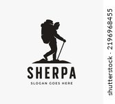 Simple silhouette Sherpa logo vector design on white background