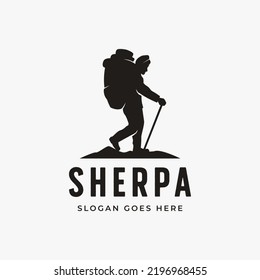 Simple silhouette Sherpa logo vector design on white background