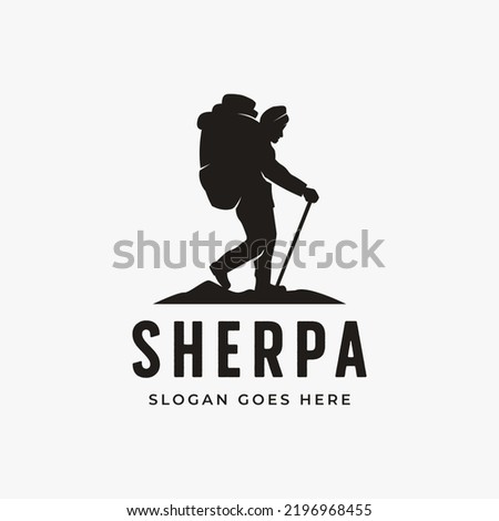 Simple silhouette Sherpa logo vector design on white background