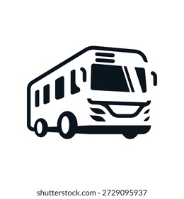 simple silhouette  of small bus with smiling lights logo vector