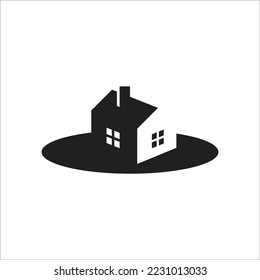 simple silhouette of small house logo vector